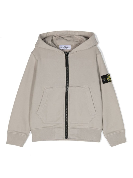 Stone Island Junior Zip Hooded Sweatshirt - Dove Grey